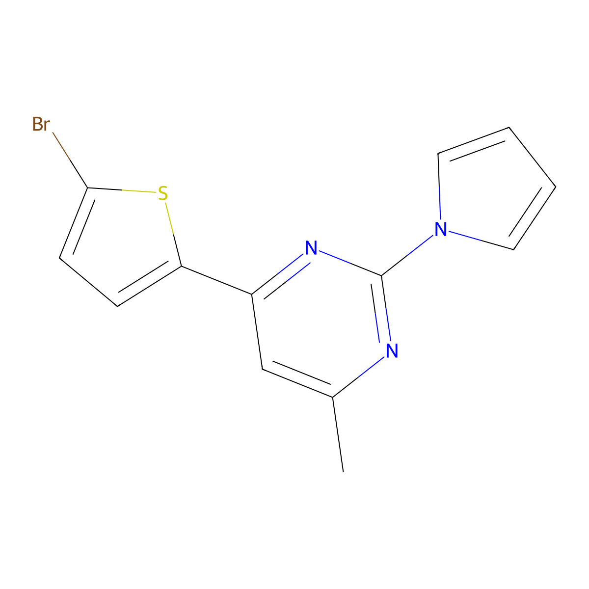 4-(5-Bromo-2-thiophenyl)-6-methyl-2-(1-pyrrolyl)pyrimidine molecular structure, CAS 860788-73-4