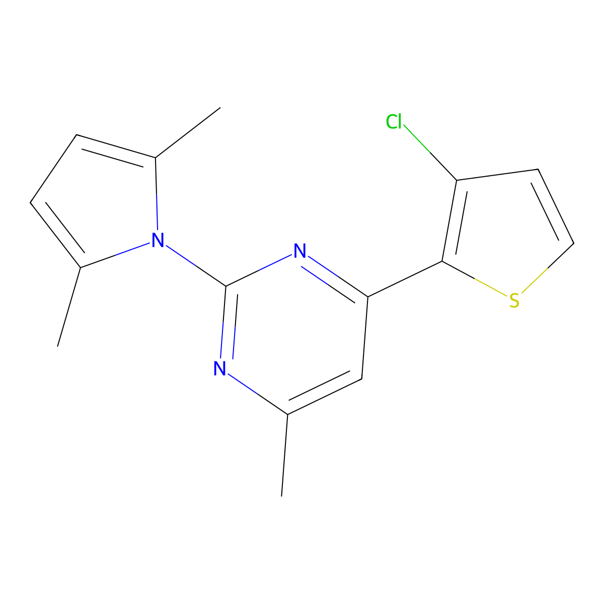 4-(3-Chlorothiophen-2-yl)-2-(2,5-dimethylpyrrol-1-yl)-6-methylpyrimidine molecular structure, CAS 860788-74-5