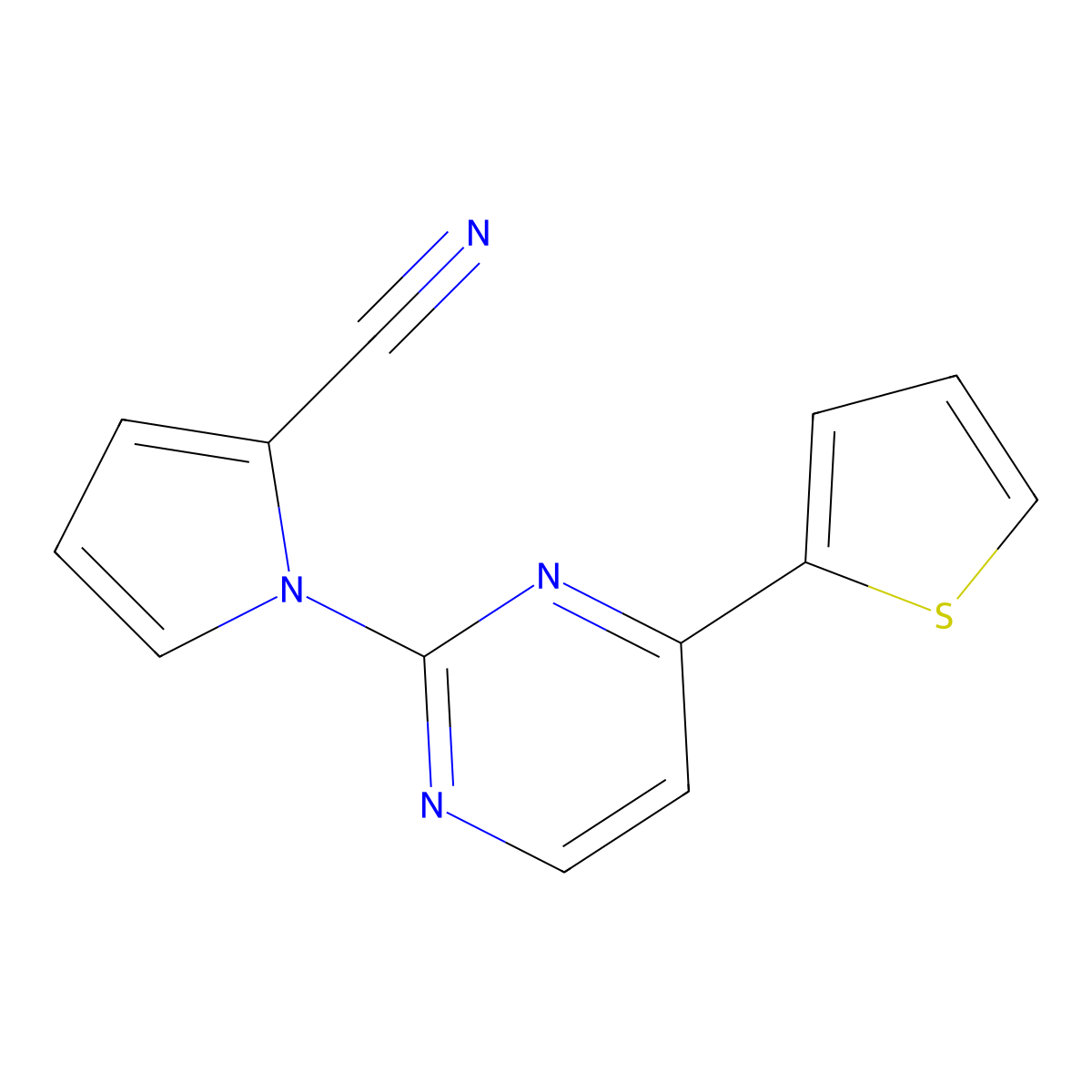 1-[4-(2-thienyl)-2-pyrimidinyl]-1H-pyrrole-2-carbonitrile molecular structure, CAS 860788-78-9