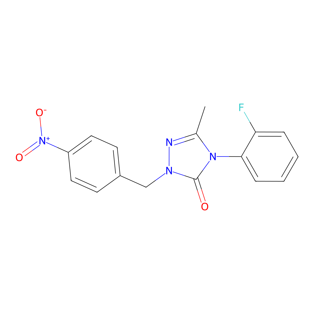 4-(2-fluorophenyl)-5-methyl-2-(4-nitrobenzyl)-2,4-dihydro-3H-1,2,4-triazol-3-one molecular structure, CAS 860789-04-4