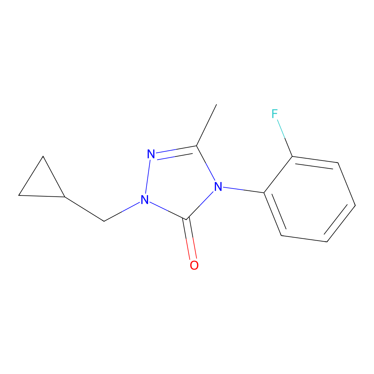2-(Cyclopropylmethyl)-4-(2-fluorophenyl)-2,4-dihydro-5-methyl-3H-1,2,4-triazol-3-one molecular structure, CAS 860789-05-5