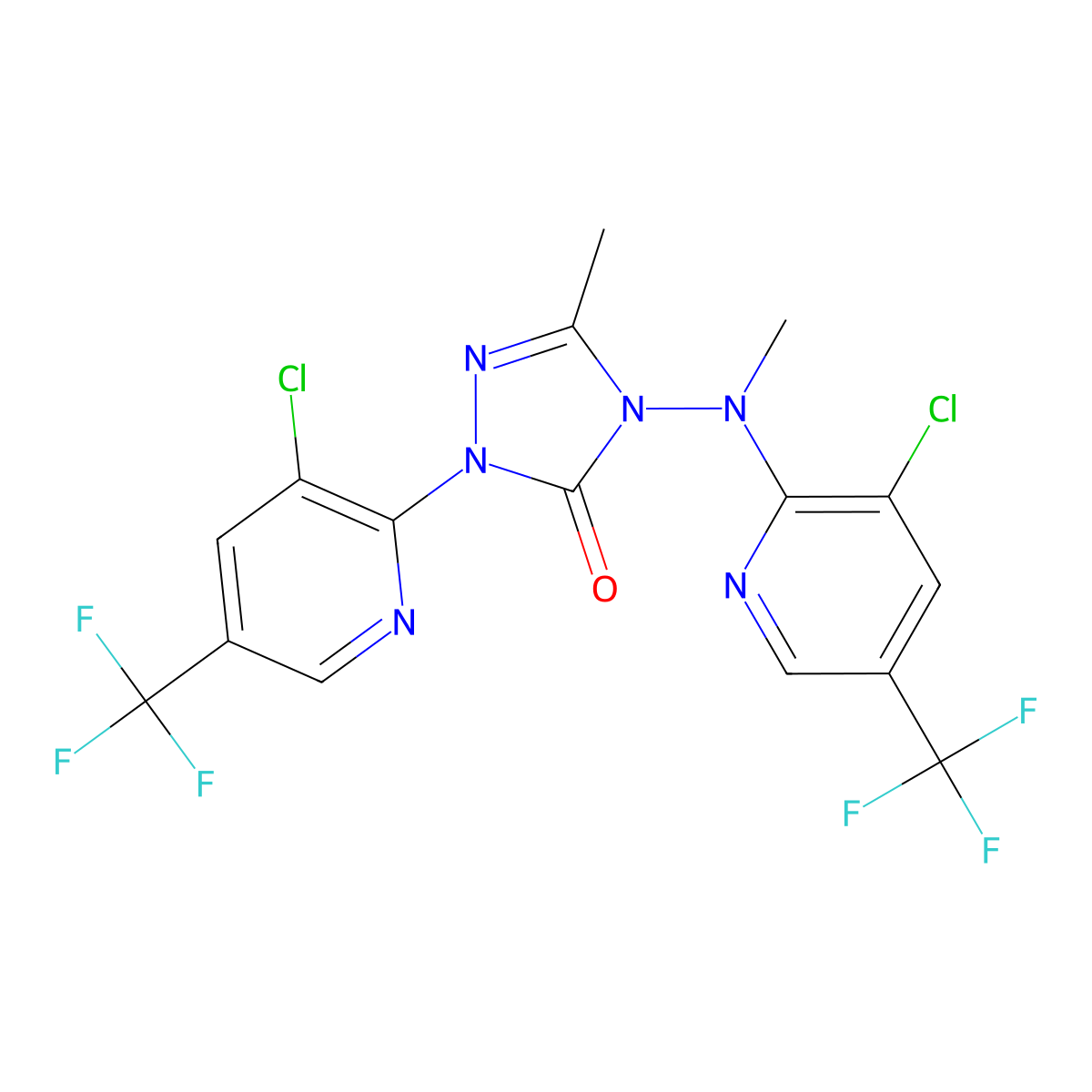 2-[3-chloro-5-(trifluoromethyl)-2-pyridinyl]-4-[[3-chloro-5-(trifluoromethyl)-2-pyridinyl](methyl)amino]-5-methyl-2,4-dihydro-3H-1,2,4-triazol-3-one molecular structure, CAS 860789-06-6
