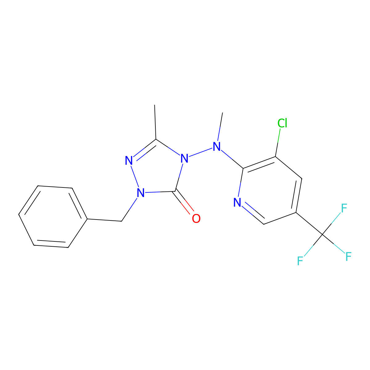 2-benzyl-4-[[3-chloro-5-(trifluoromethyl)-2-pyridinyl](methyl)amino]-5-methyl-2,4-dihydro-3H-1,2,4-triazol-3-one molecular structure, CAS 860789-07-7