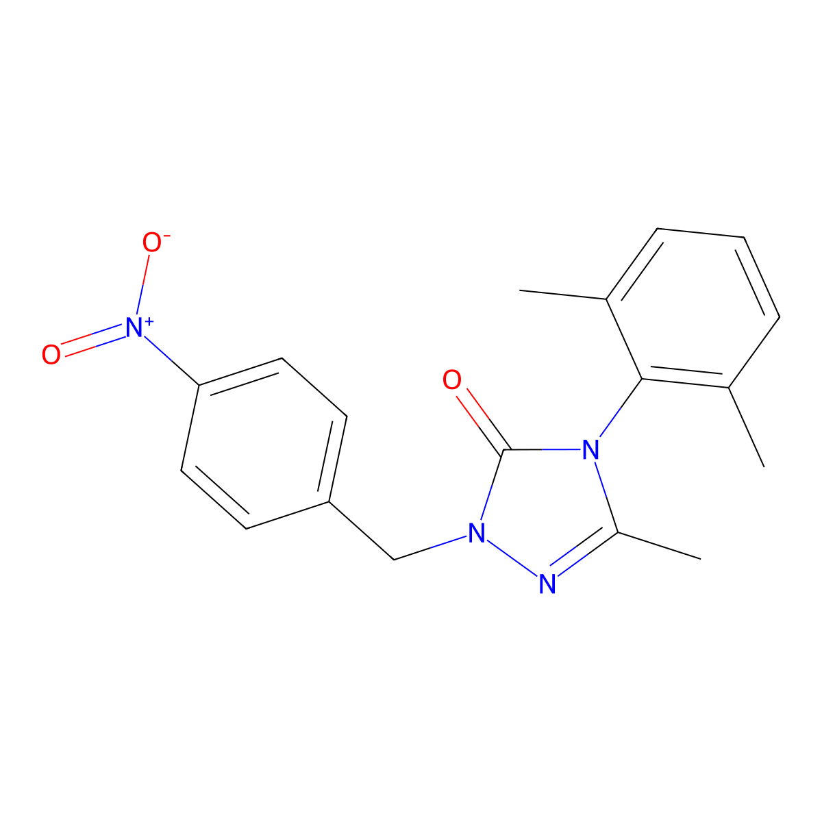 4-(2,6-dimethylphenyl)-5-methyl-2-(4-nitrobenzyl)-2,4-dihydro-3H-1,2,4-triazol-3-one molecular structure, CAS 860789-08-8