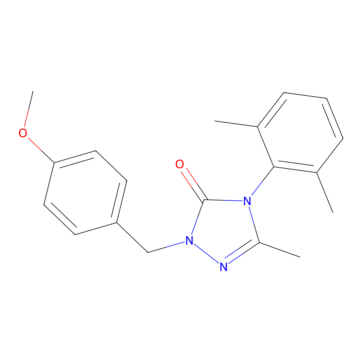 4-(2,6-Dimethylphenyl)-2-[(4-methoxyphenyl)methyl]-5-methyl-1,2,4-triazol-3-one molecular structure, CAS 860789-09-9