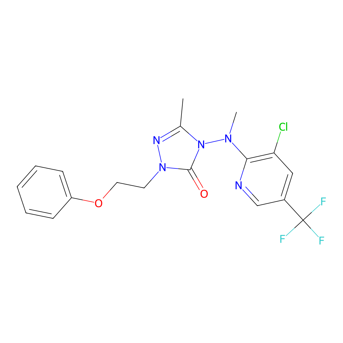 4-[[3-chloro-5-(trifluoromethyl)-2-pyridinyl](methyl)amino]-5-methyl-2-(2-phenoxyethyl)-2,4-dihydro-3H-1,2,4-triazol-3-one molecular structure, CAS 860789-11-3