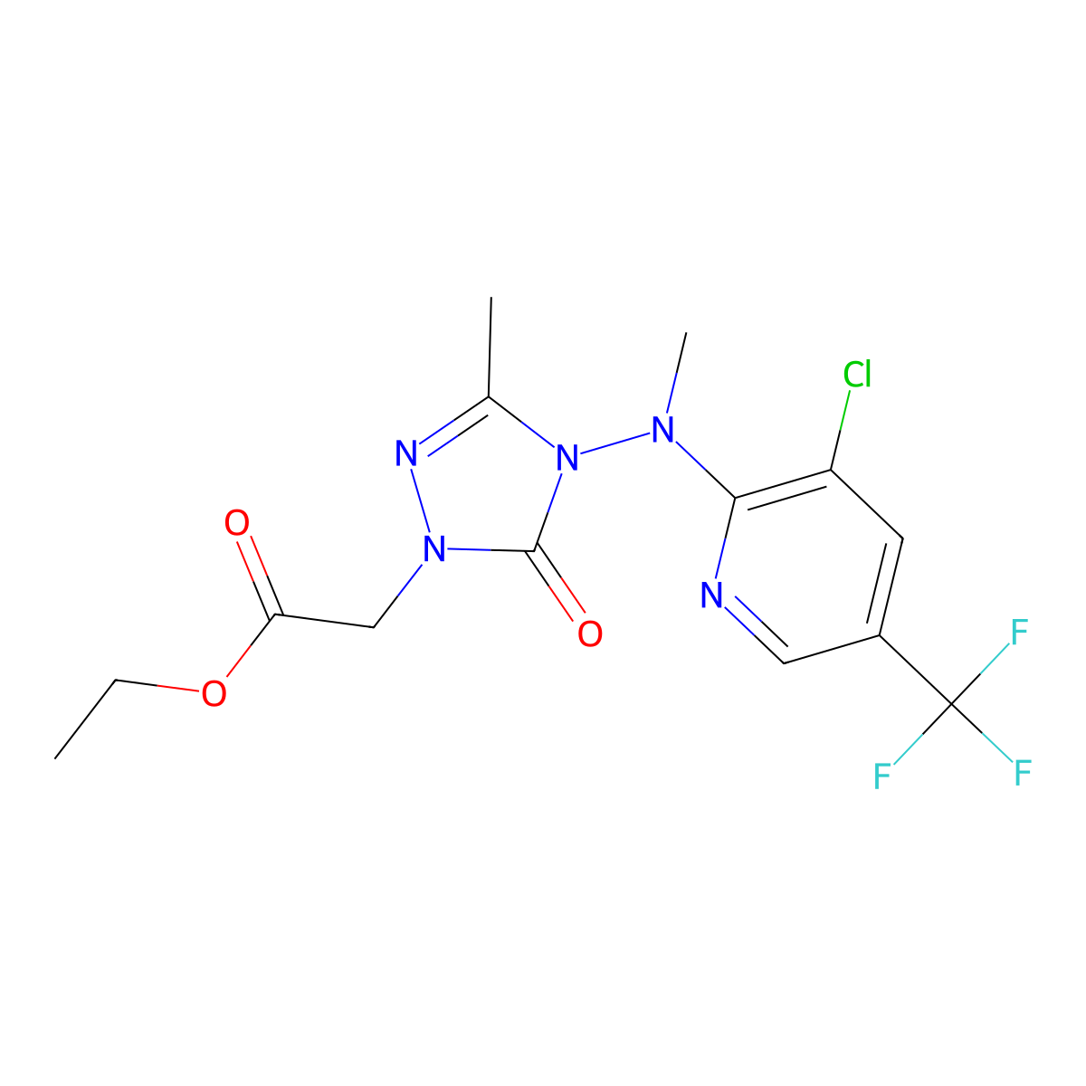 ethyl 2-{4-[[3-chloro-5-(trifluoromethyl)-2-pyridinyl](methyl)amino]-3-methyl-5-oxo-4,5-dihydro-1H-1,2,4-triazol-1-yl}acetate molecular structure, CAS 860789-12-4