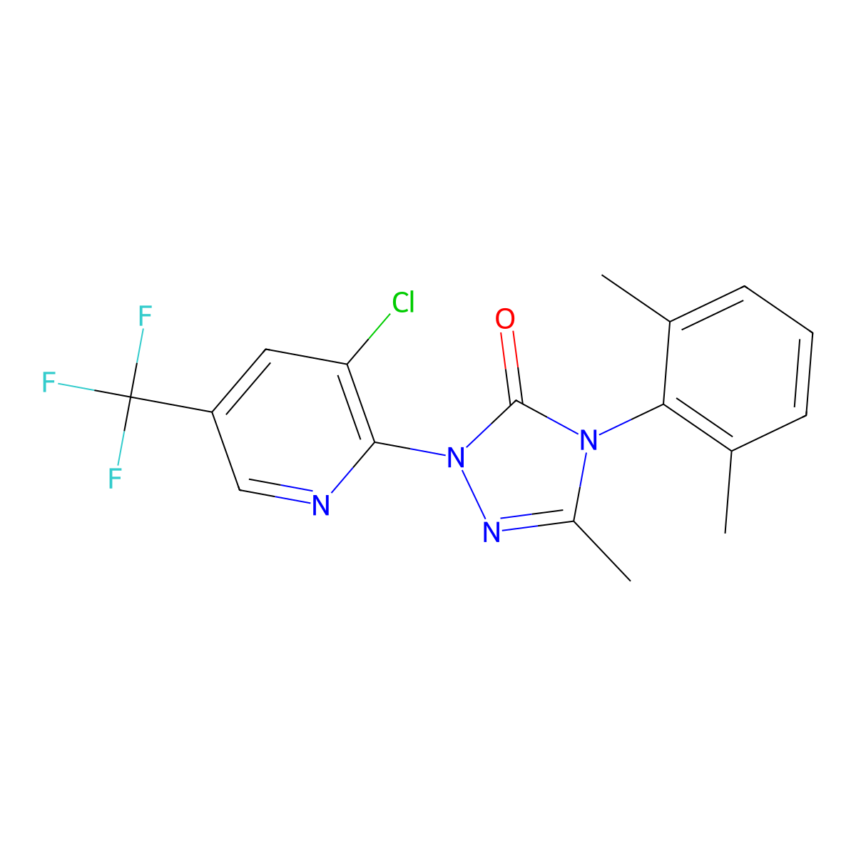 2-[3-chloro-5-(trifluoromethyl)-2-pyridinyl]-4-(2,6-dimethylphenyl)-5-methyl-2,4-dihydro-3H-1,2,4-triazol-3-one molecular structure, CAS 860789-14-6
