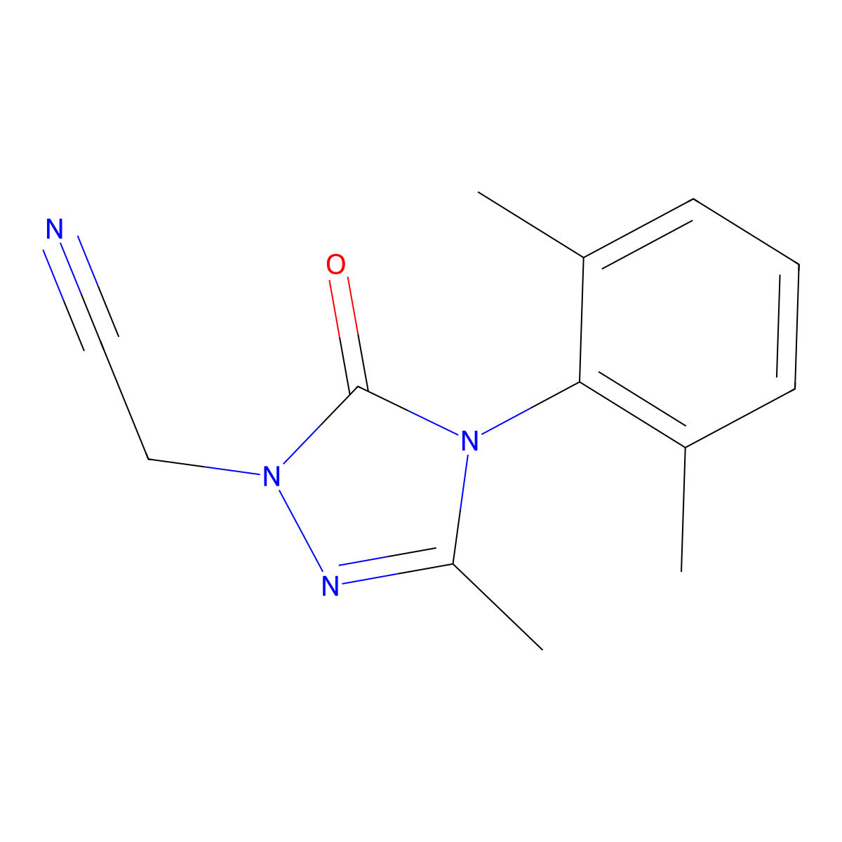 2-[4-(2,6-dimethylphenyl)-3-methyl-5-oxo-4,5-dihydro-1H-1,2,4-triazol-1-yl]acetonitrile molecular structure, CAS 860789-16-8