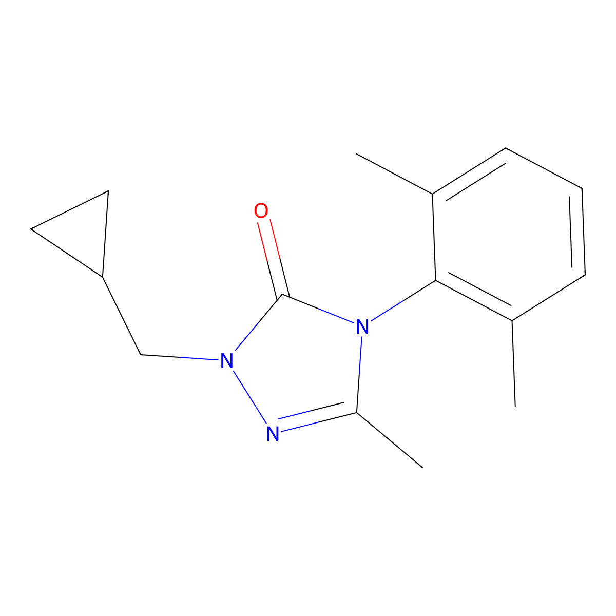 2-(cyclopropylmethyl)-4-(2,6-dimethylphenyl)-5-methyl-2,4-dihydro-3H-1,2,4-triazol-3-one molecular structure, CAS 860789-21-5