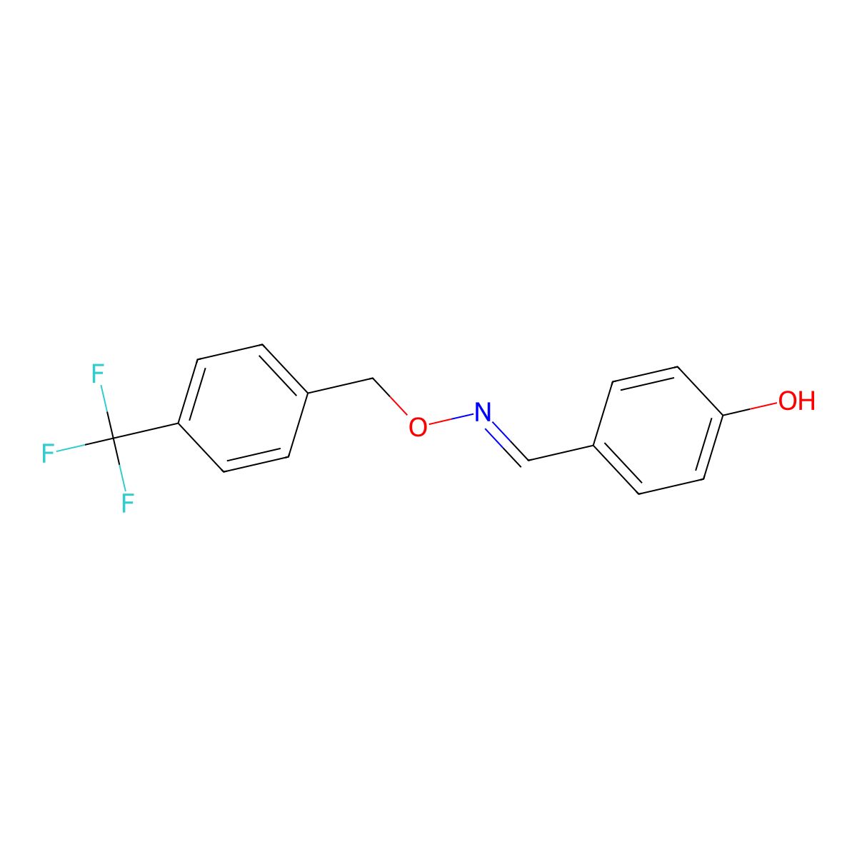 4-hydroxybenzenecarbaldehyde O-[4-(trifluoromethyl)benzyl]oxime molecular structure, CAS 860789-32-8