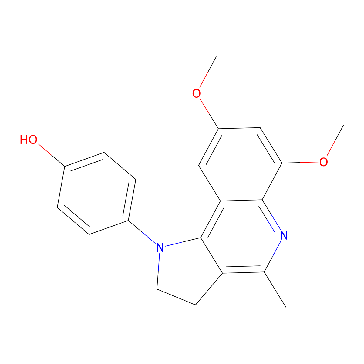 4-(6,8-dimethoxy-4-methyl-2,3-dihydro-1H-pyrrolo[3,2-c]quinolin-1-yl)benzenol molecular structure, CAS 860789-35-1
