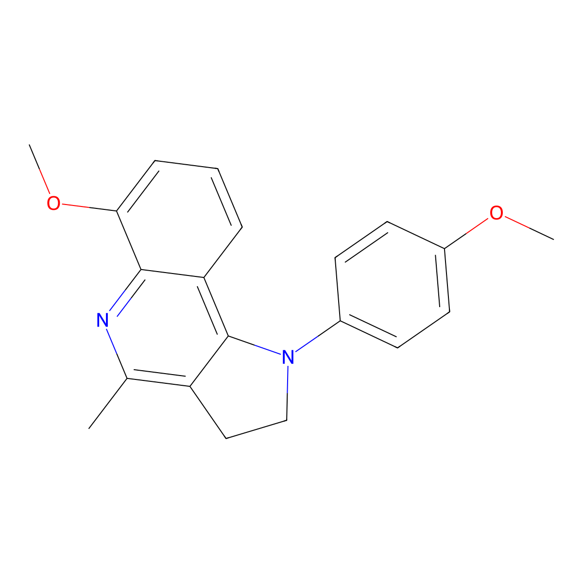 4-(6-methoxy-4-methyl-2,3-dihydro-1H-pyrrolo[3,2-c]quinolin-1-yl)phenyl methyl ether molecular structure, CAS 860789-40-8