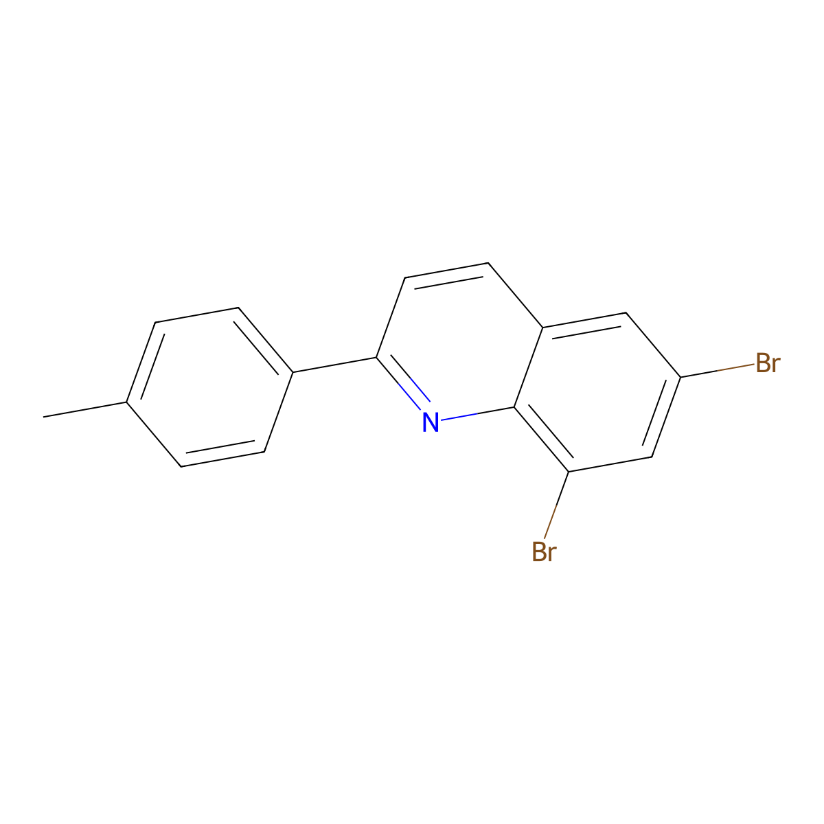 Quinoline, 6,8-dibromo-2-(4-methylphenyl)- molecular structure, CAS 860789-73-7