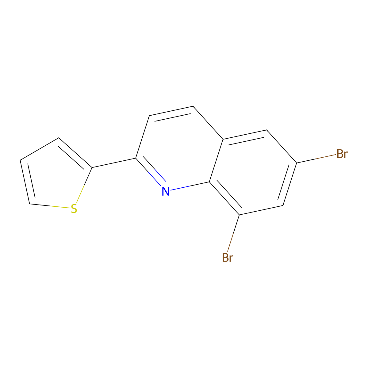 6,8-Dibromo-2-thiophen-2-ylquinoline molecular structure, CAS 860789-77-1