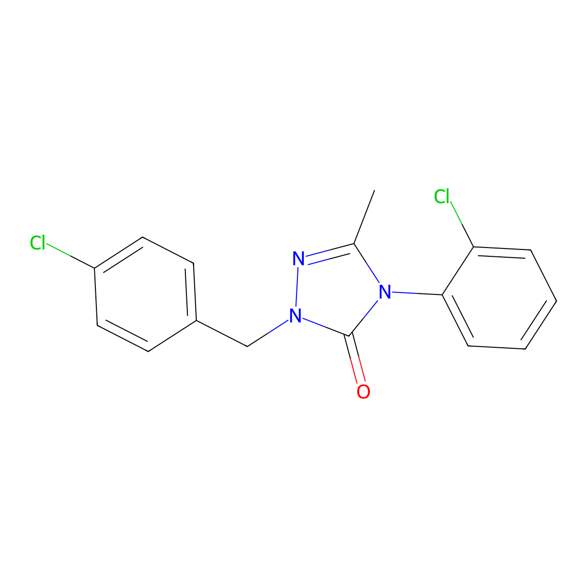 2-(4-chlorobenzyl)-4-(2-chlorophenyl)-5-methyl-2,4-dihydro-3H-1,2,4-triazol-3-one molecular structure, CAS 860789-85-1
