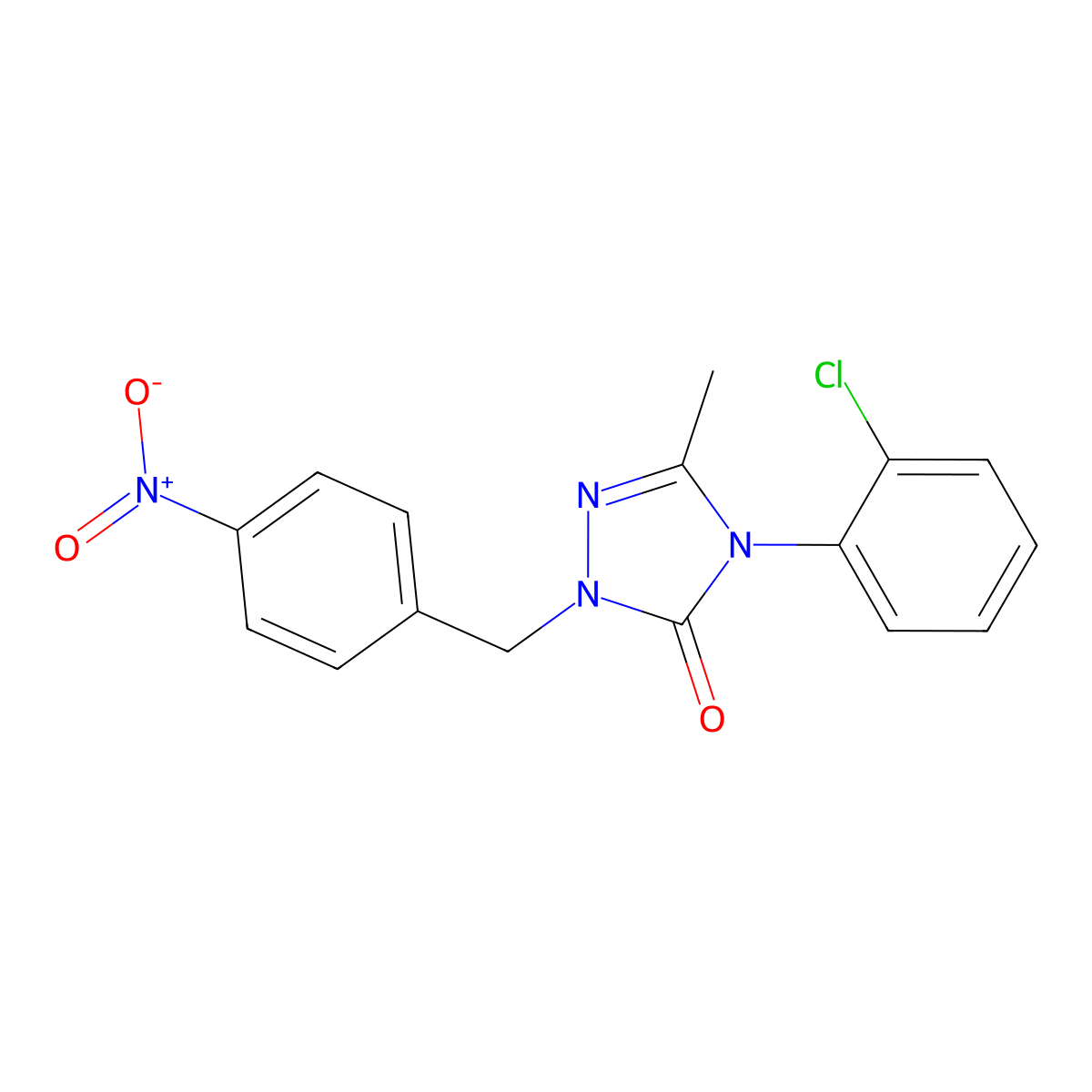 4-(2-chlorophenyl)-5-methyl-2-(4-nitrobenzyl)-2,4-dihydro-3H-1,2,4-triazol-3-one molecular structure, CAS 860789-88-4