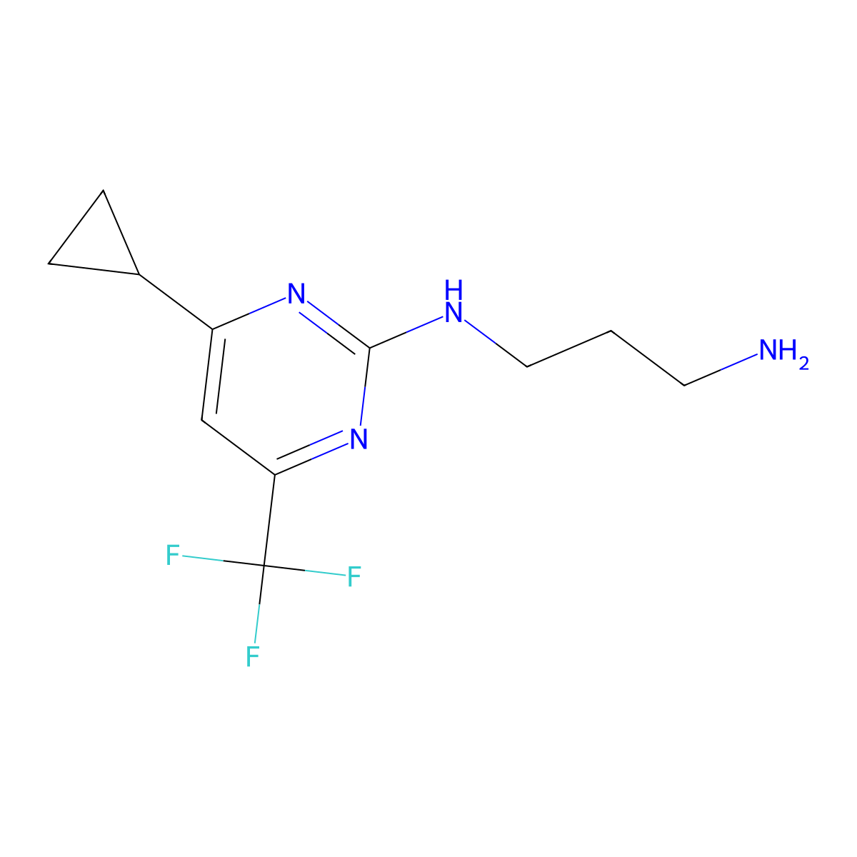 N1-(4-Cyclopropyl-6-(trifluoromethyl)pyrimidin-2-yl)propane-1,3-diamine molecular structure, CAS 860790-29-0