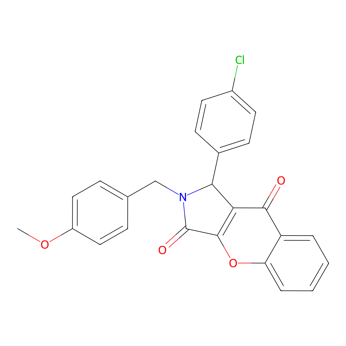1-(4-Chlorophenyl)-2-(4-methoxybenzyl)-1,2-dihydrochromeno[2,3-c]pyrrole-3,9-dione molecular structure, CAS 860795-18-2