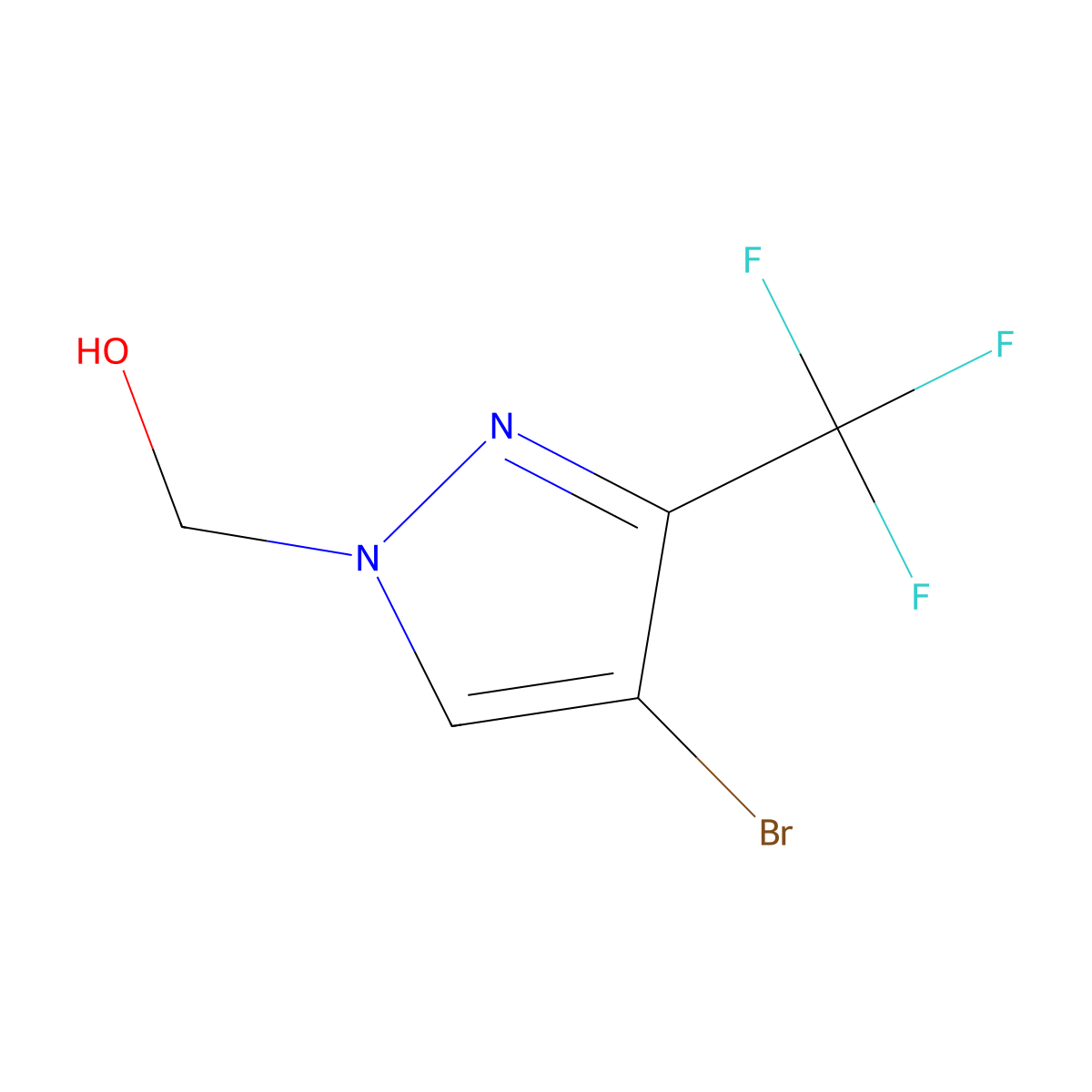 4-bromo-3-(trifluoromethyl)-1H-pyrazole-1-ylmethanol molecular structure, CAS 860807-33-6