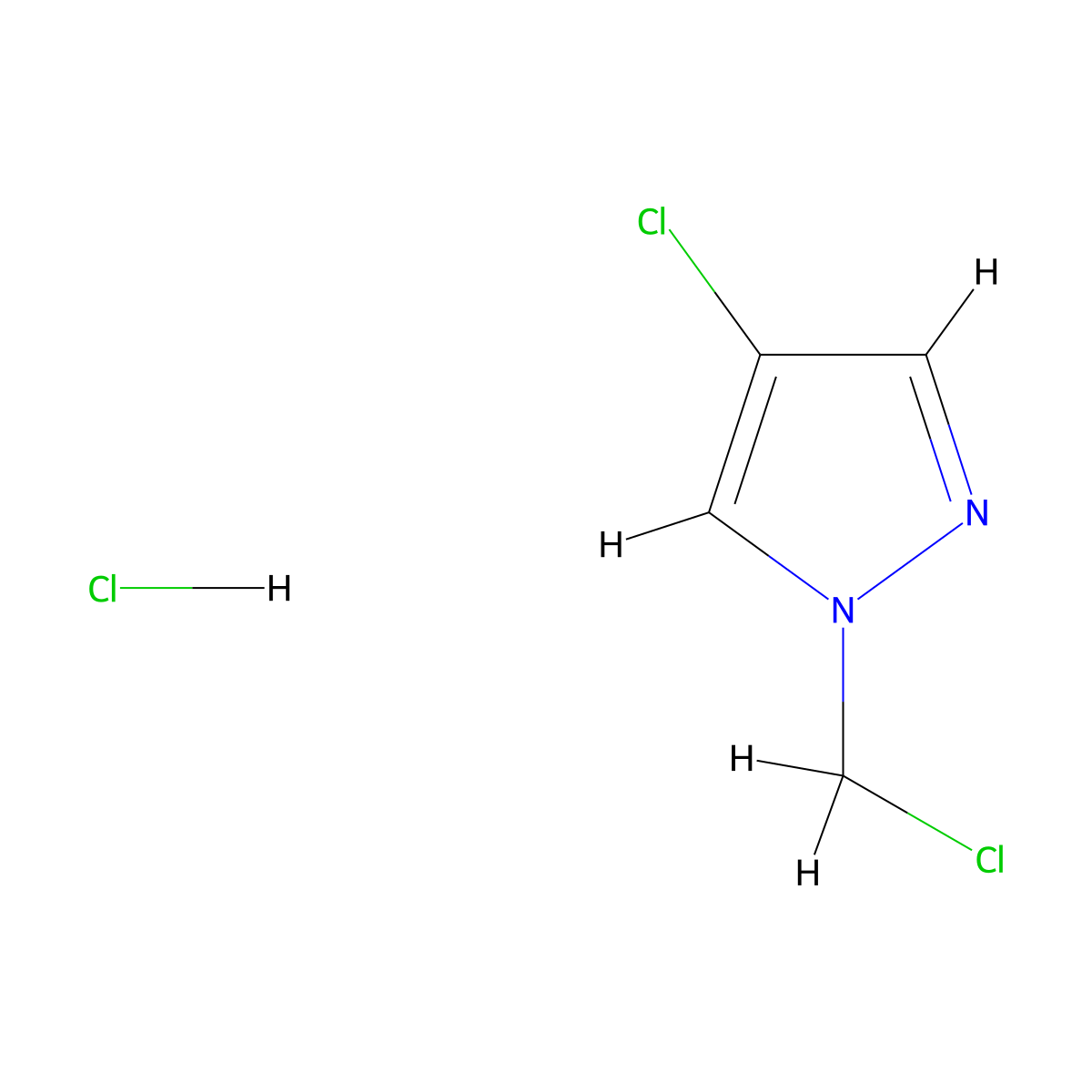 4-chloro-1-(chloromethyl)-1H-pyrazole hydrochloride molecular structure, CAS 860807-35-8