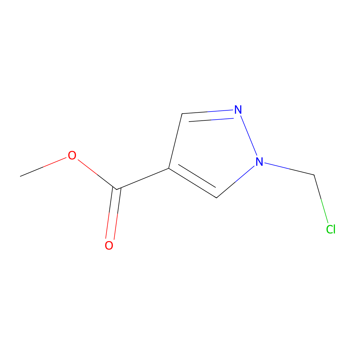 methyl 1-(chloromethyl)-1H-pyrazole-4-carboxylate molecular structure, CAS 860807-43-8
