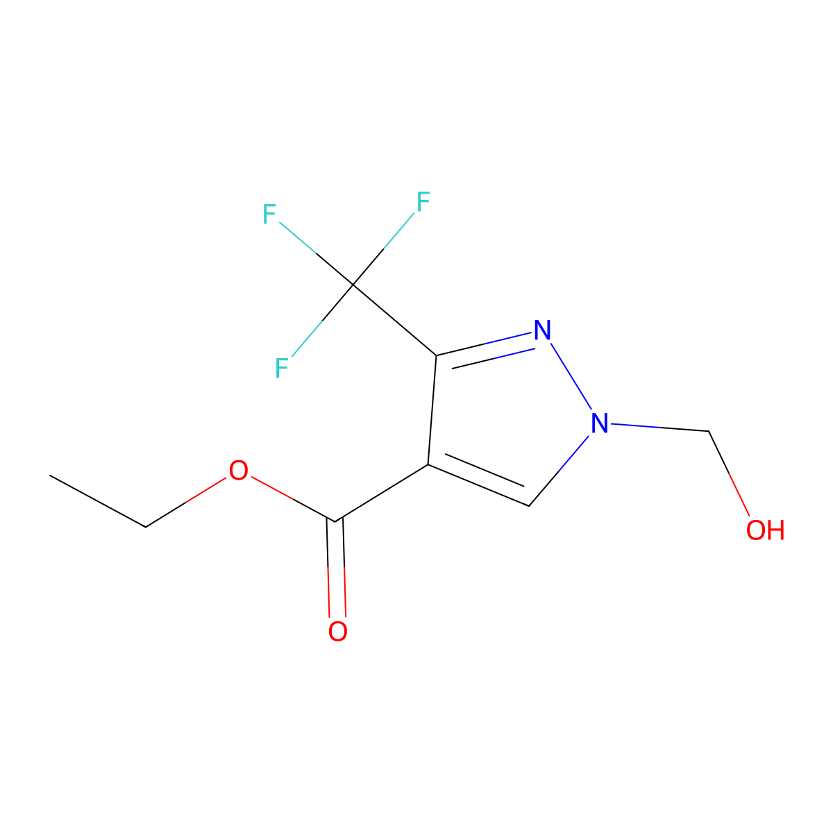 Ethyl 1-(hydroxymethyl)-3-(trifluoromethyl)pyrazole-4-carboxylate molecular structure, CAS 860807-44-9