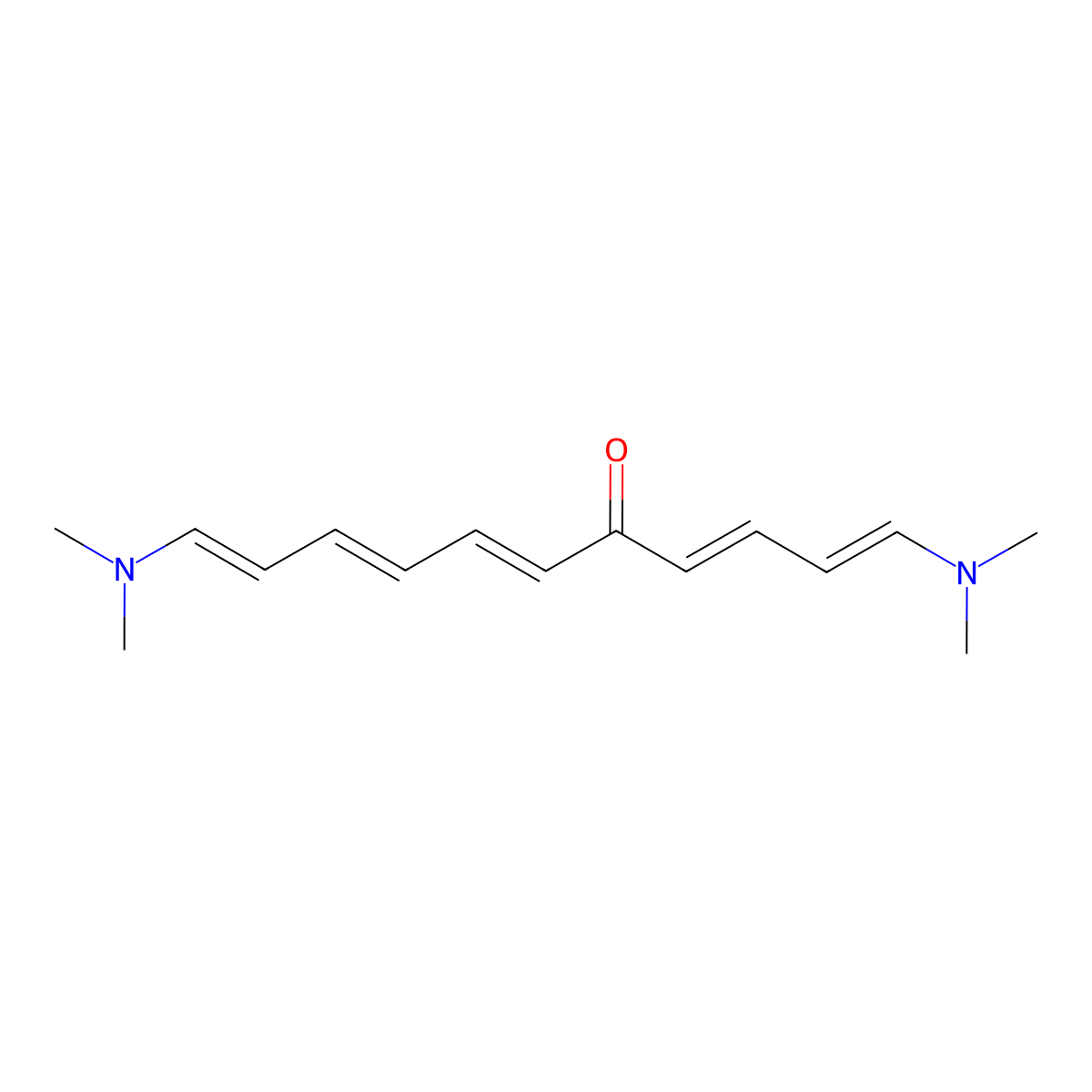 1,11-Bis(dimethylamino)undeca-1,3,6,8,10-pentaen-5-one molecular structure, CAS 86093-82-5
