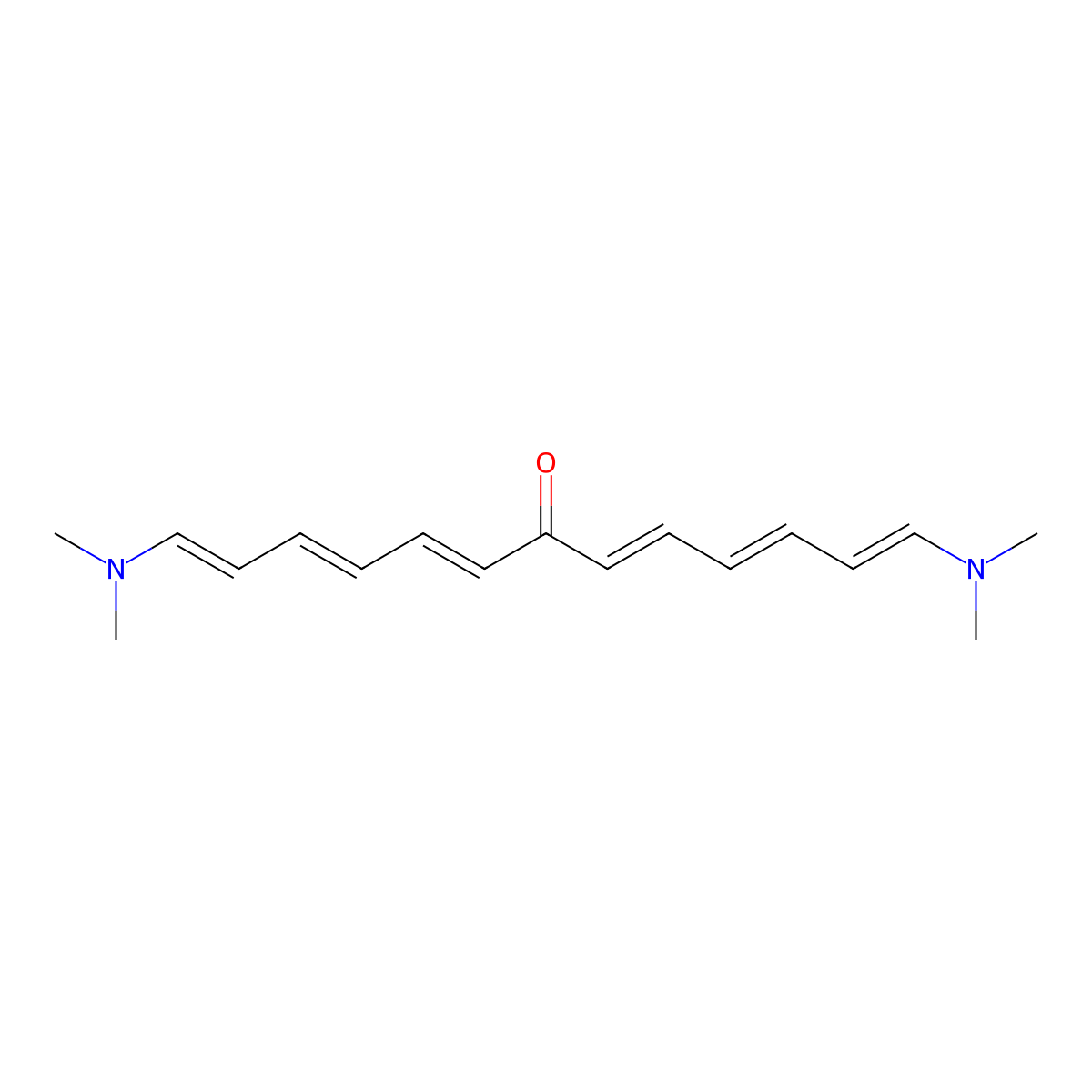 1,13-Bis(dimethylamino)trideca-1,3,5,8,10,12-hexaen-7-one molecular structure, CAS 86093-85-8