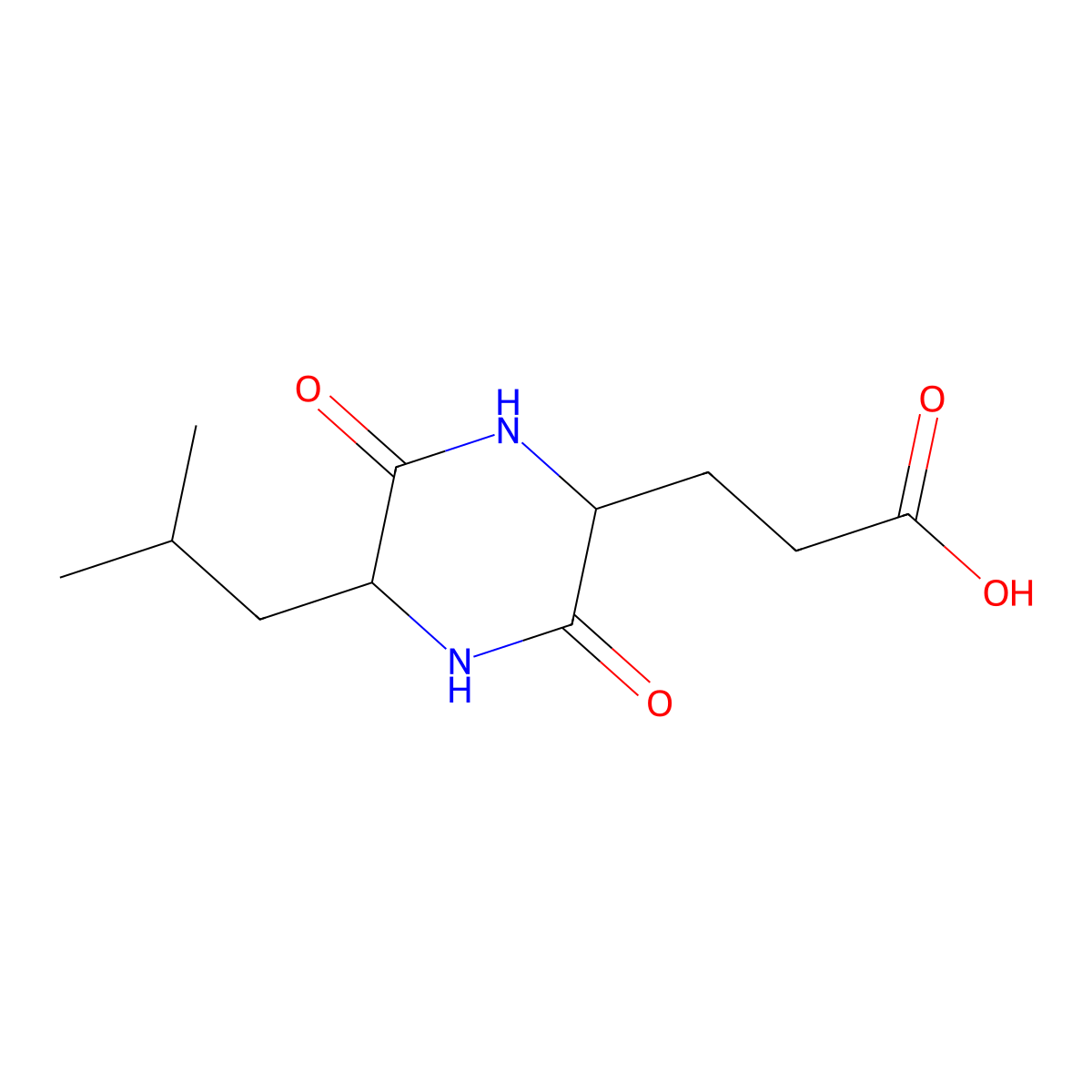 5-(2-Methylpropyl)-3,6-dioxo-2-piperazinepropanoic acid molecular structure, CAS 861021-94-5
