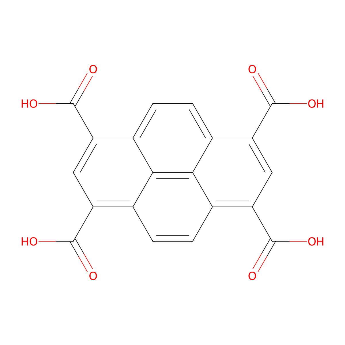 Pyrene-1,3,6,8-tetracarboxylic acid molecular structure, CAS 861023-19-0