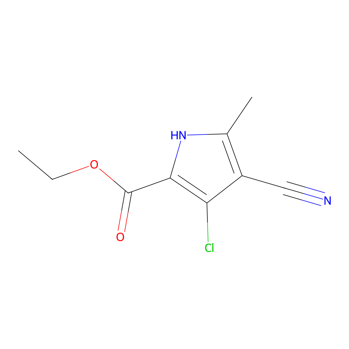 ethyl 3-chloro-4-cyano-5-methyl-1H-pyrrole-2-carboxylate molecular structure, CAS 861034-53-9