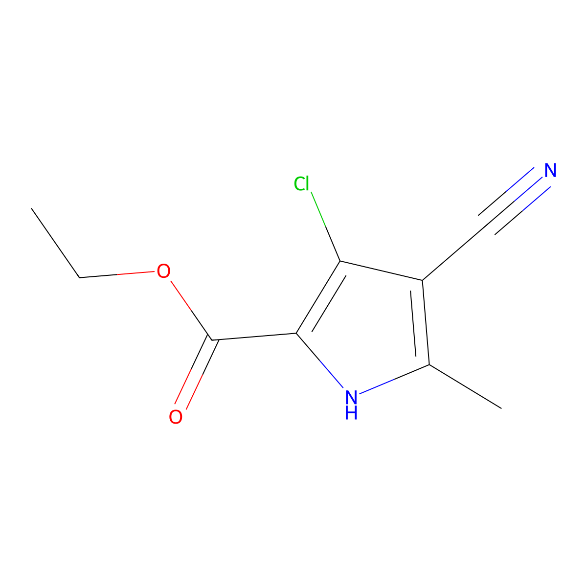 ethyl 3-chloro-4-cyano-5-methyl-1H-pyrrole-2-carboxylate molecular structure, CAS 861034-53-9