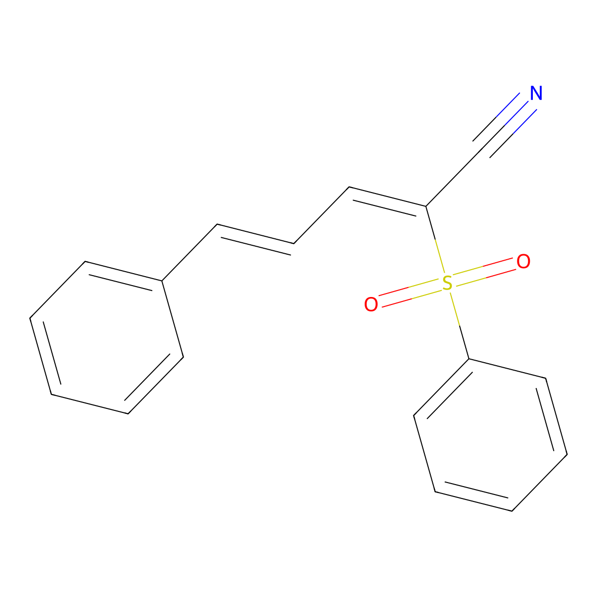 (2E,4E)-2-(benzenesulfonyl)-5-phenylpenta-2,4-dienenitrile molecular structure, CAS 861070-30-6