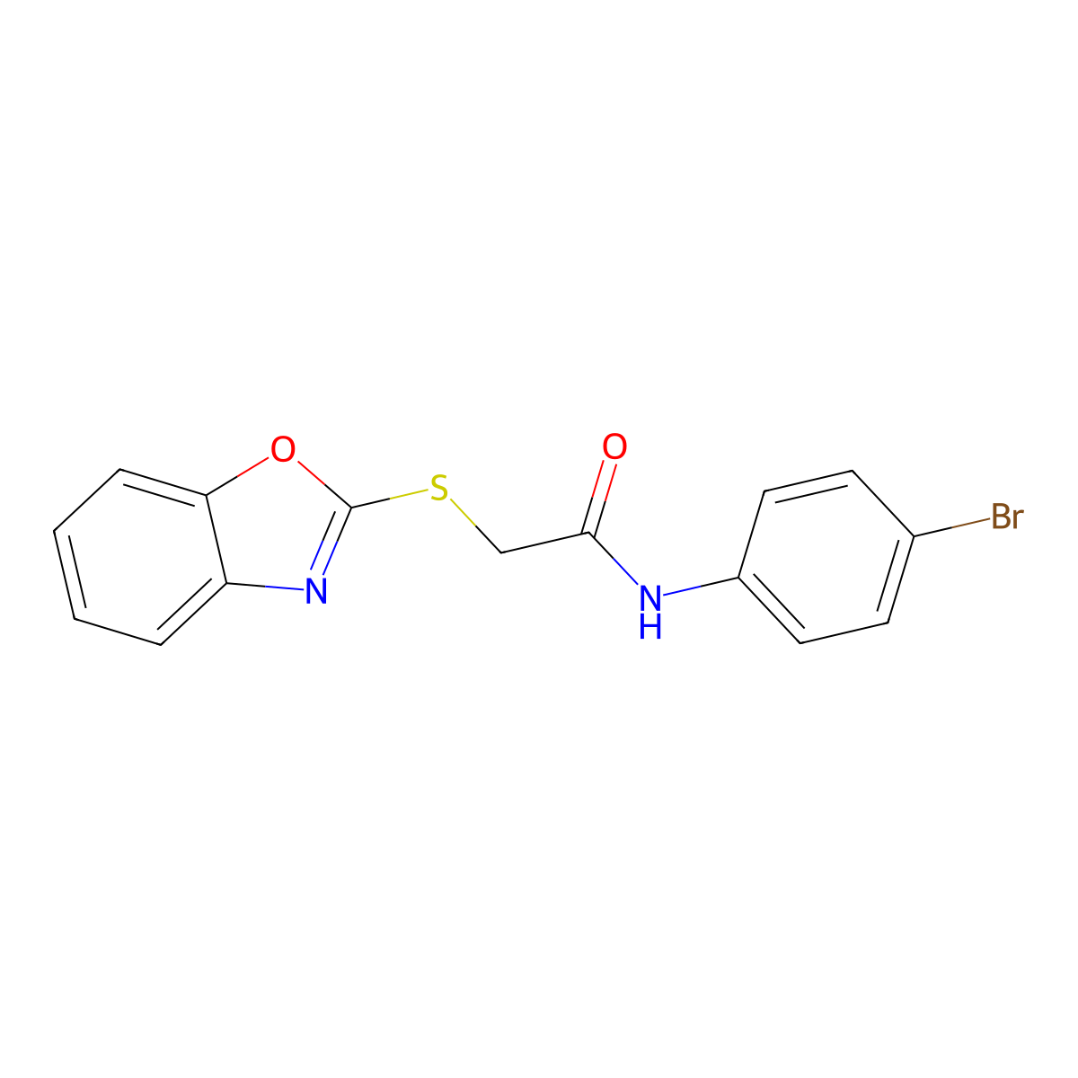 2-(1,3-benzoxazol-2-ylsulfanyl)-N-(4-bromophenyl)acetamide molecular structure, CAS 86109-44-6