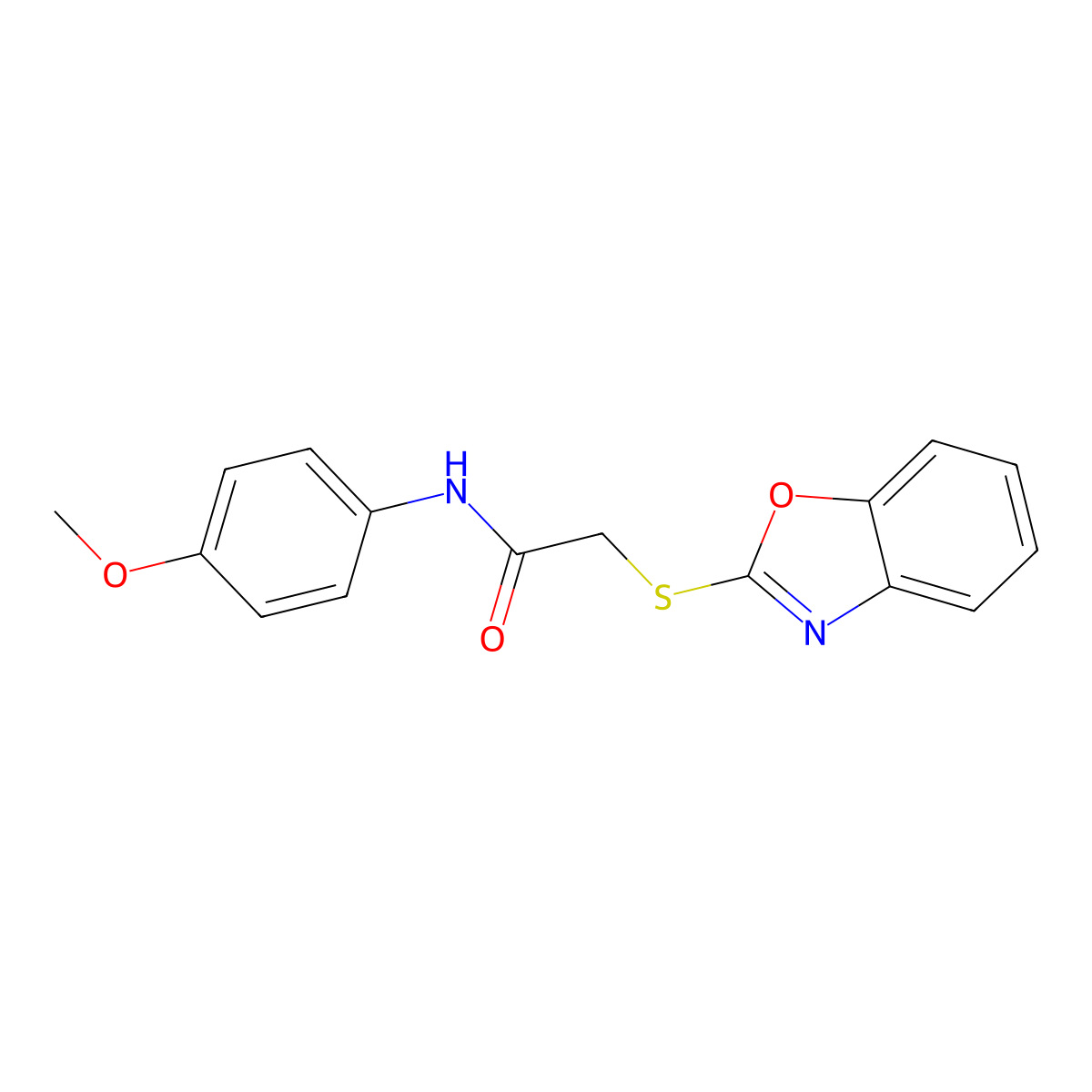 2-(1,3-benzoxazol-2-ylsulfanyl)-N-(4-methoxyphenyl)acetamide molecular structure, CAS 86109-47-9