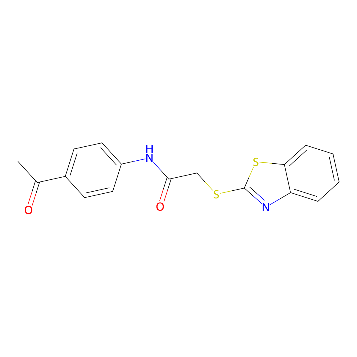 N-(4-acetylphenyl)-2-(1,3-benzothiazol-2-ylsulfanyl)acetamide molecular structure, CAS 86109-58-2