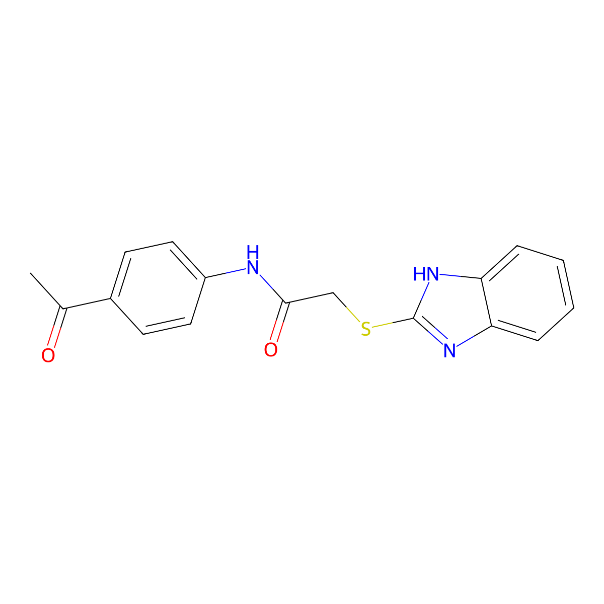 N-(4-acetylphenyl)-2-(1H-benzimidazol-2-ylsulfanyl)acetamide molecular structure, CAS 86109-62-8