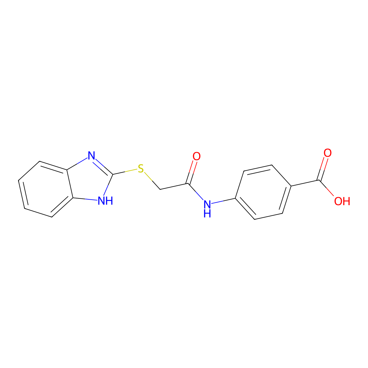 4-{[(1H-benzimidazol-2-ylsulfanyl)acetyl]amino}benzoic acid molecular structure, CAS 86109-64-0