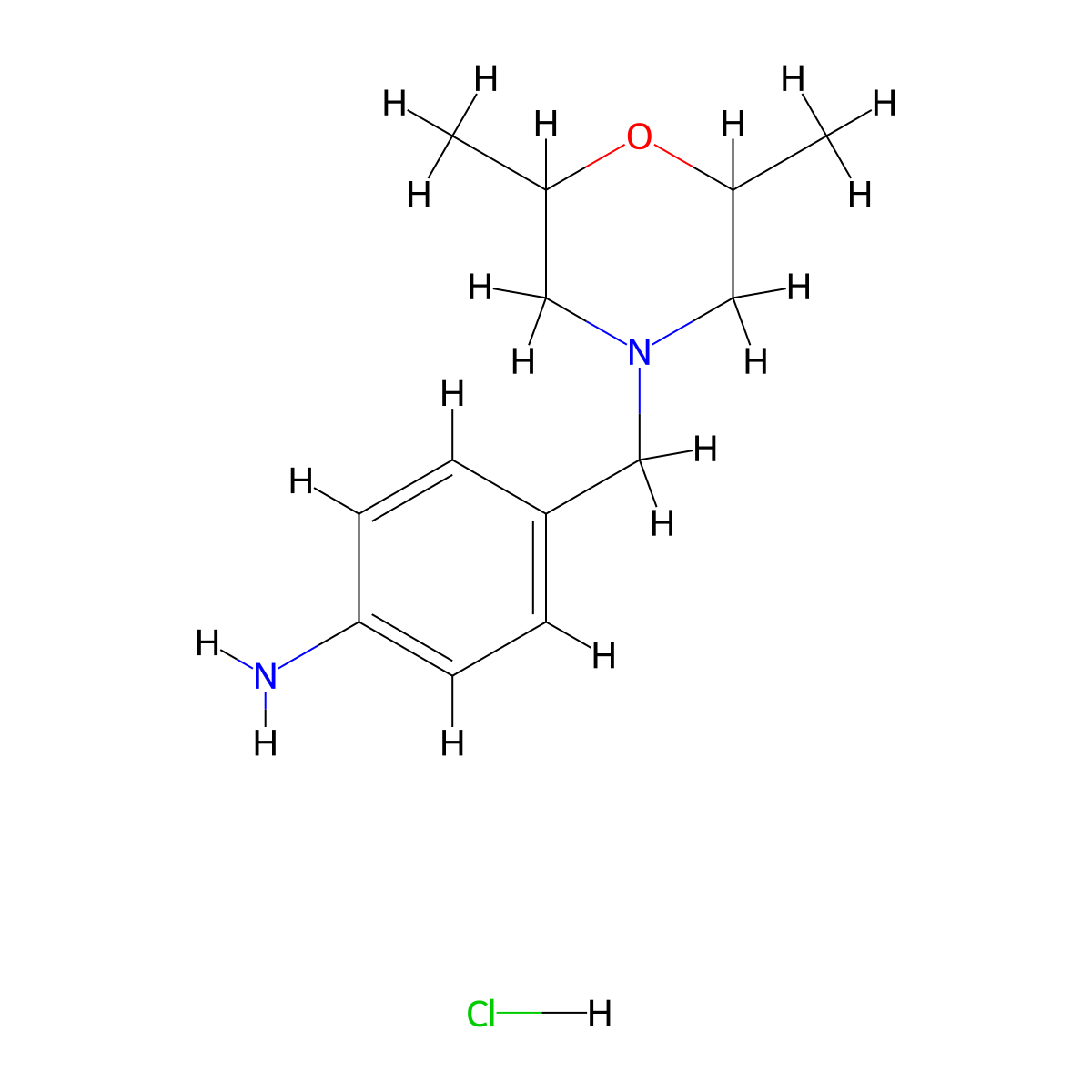 {4-[(2,6-Dimethylmorpholin-4-yl)methyl]phenyl}amine hydrochloride molecular structure, CAS 861095-86-5