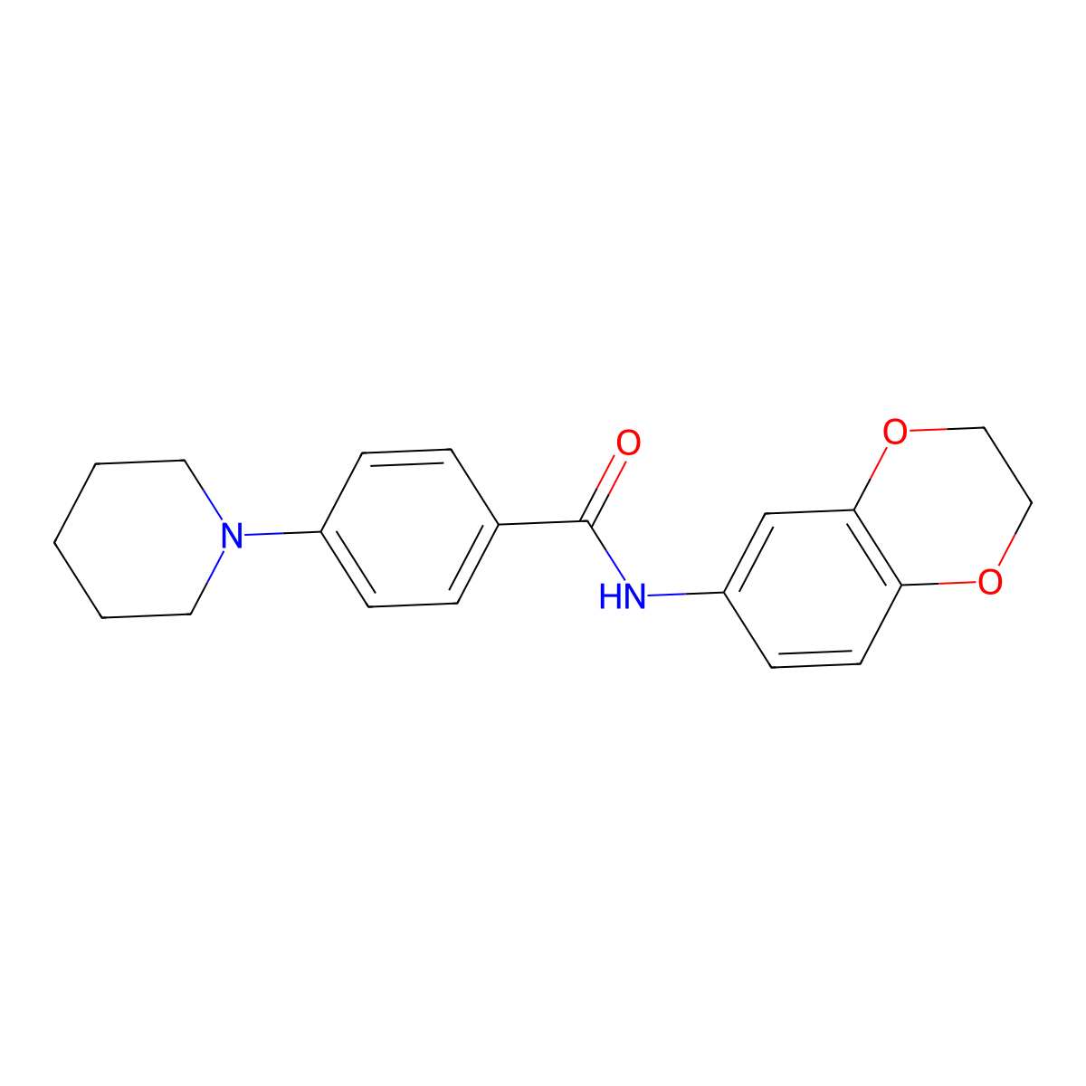 N-(2,3-Dihydro-benzo[1,4]dioxin-6-yl)-4-piperidin-1-yl-benzamide molecular structure, CAS 861099-68-5