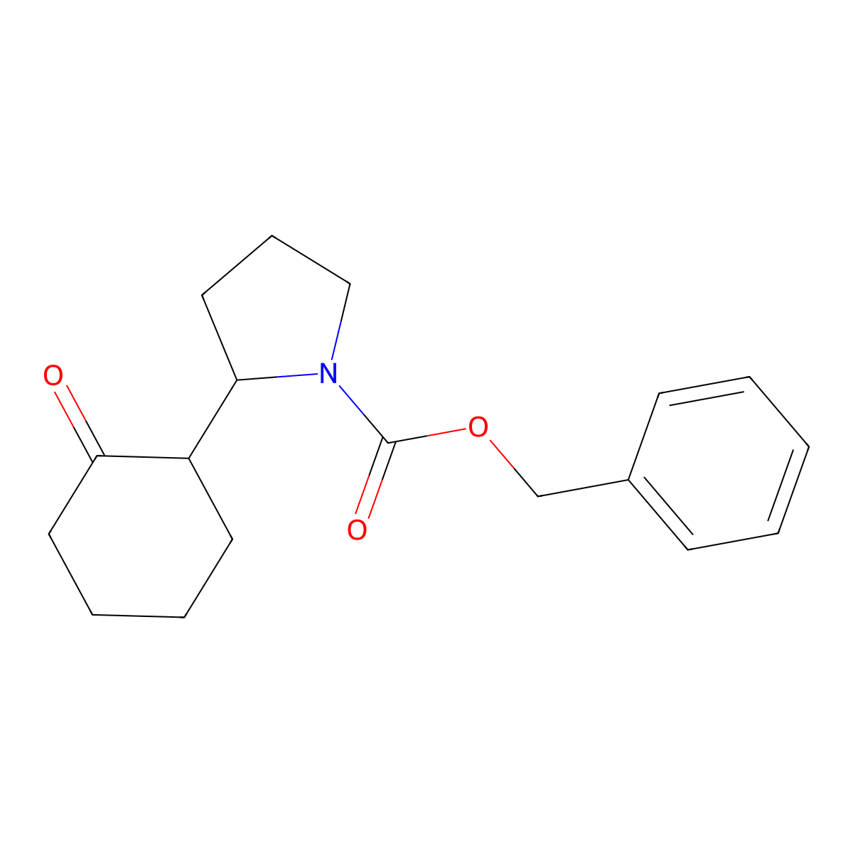 Benzyl 2-(2-oxocyclohexyl)pyrrolidine-1-carboxylate molecular structure, CAS 861105-37-5