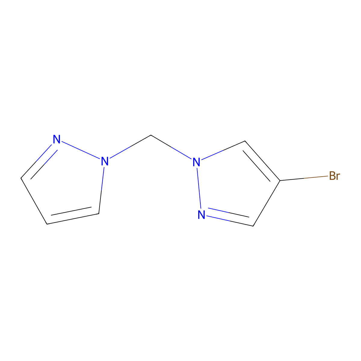 1H-Pyrazole, 4-bromo-1-(1H-pyrazol-1-ylmethyl)- molecular structure, CAS 86111-63-9