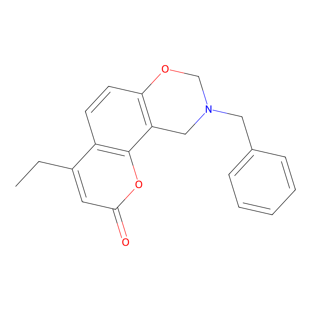 9-benzyl-4-ethyl-9,10-dihydro-2H,8H-chromeno[8,7-e][1,3]oxazin-2-one molecular structure, CAS 861111-57-1
