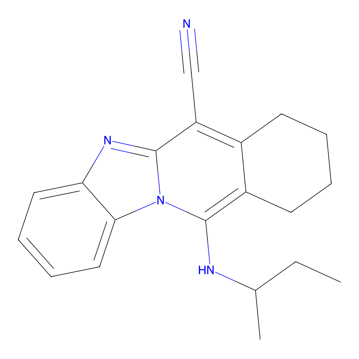 9-[(Butan-2-yl)amino]-10,17-diazatetracyclo[8.7.0.0^{3,8}.0^{11,16}]heptadeca-1(17),2,8,11(16),12,14-hexaene-2-carbonitrile molecular structure, CAS 861115-24-4