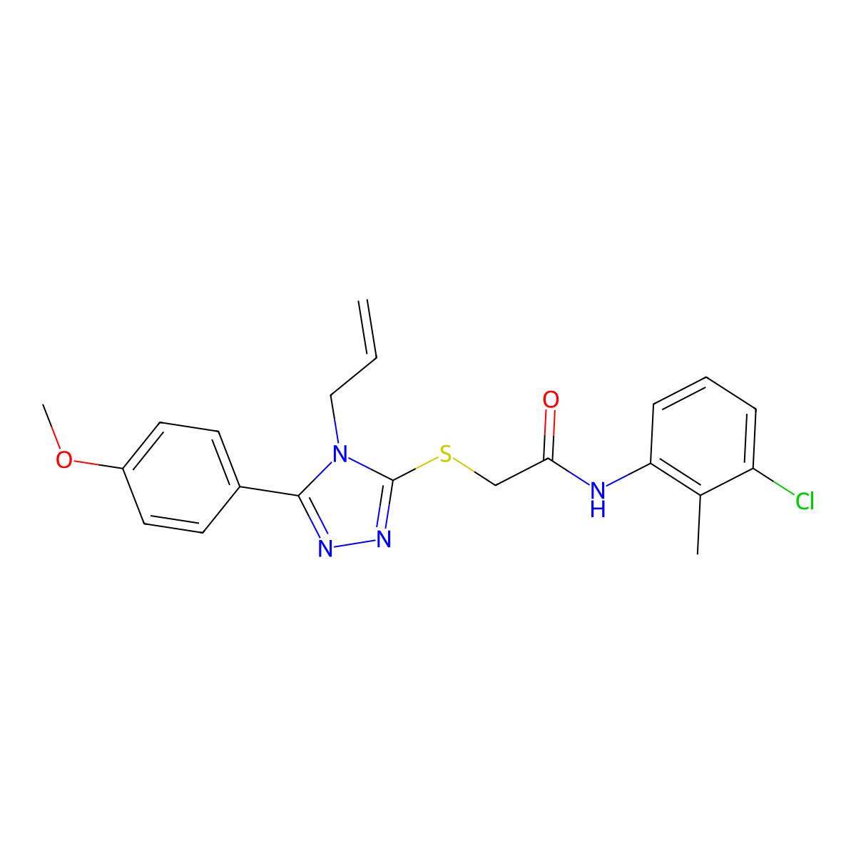 N-(3-chloro-2-methylphenyl)-2-{[5-(4-methoxyphenyl)-4-(prop-2-en-1-yl)-4H-1,2,4-triazol-3-yl]sulfanyl}acetamide molecular structure, CAS 861116-83-8