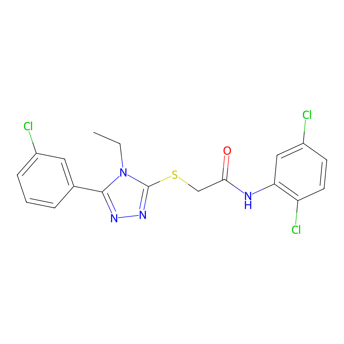 2-[[5-(3-chlorophenyl)-4-ethyl-1,2,4-triazol-3-yl]sulfanyl]-N-(2,5-dichlorophenyl)acetamide molecular structure, CAS 861117-38-6