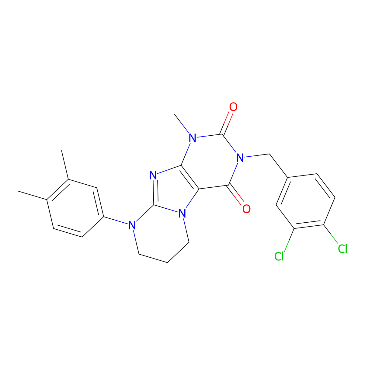 3-[(3,4-dichlorophenyl)methyl]-9-(3,4-dimethylphenyl)-1-methyl-7,8-dihydro-6H-purino[7,8-a]pyrimidine-2,4-dione molecular structure, CAS 861119-36-0