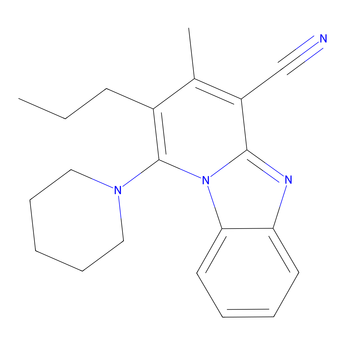 3-Methyl-1-piperidin-1-yl-2-propylpyrido[1,2-a]benzimidazole-4-carbonitrile molecular structure, CAS 861119-51-9