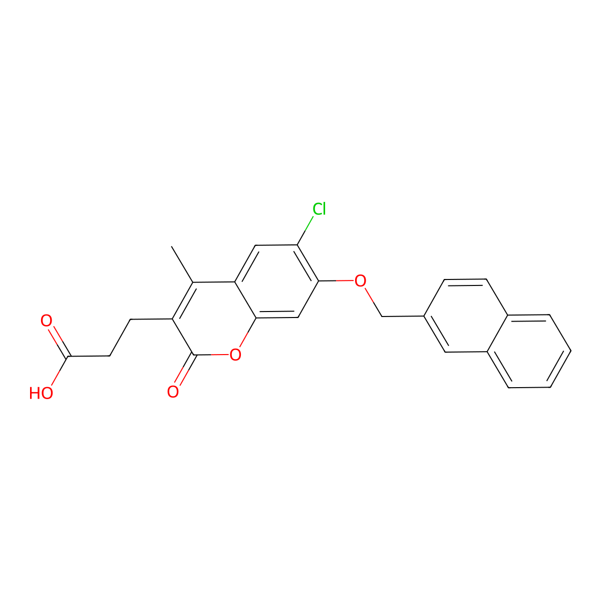 3-[6-chloro-4-methyl-7-(2-naphthylmethoxy)-2-oxo-2H-chromen-3-yl]propanoic acid molecular structure, CAS 861120-83-4